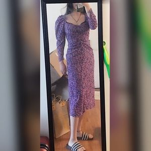 NWOT！ zara purple floral midi dress